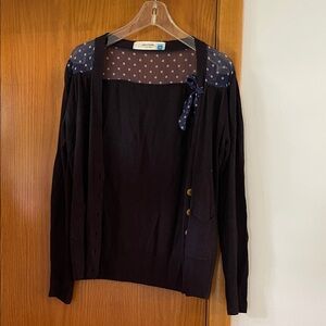 Sparrow Navy Cardigan with Polka Dot Detail